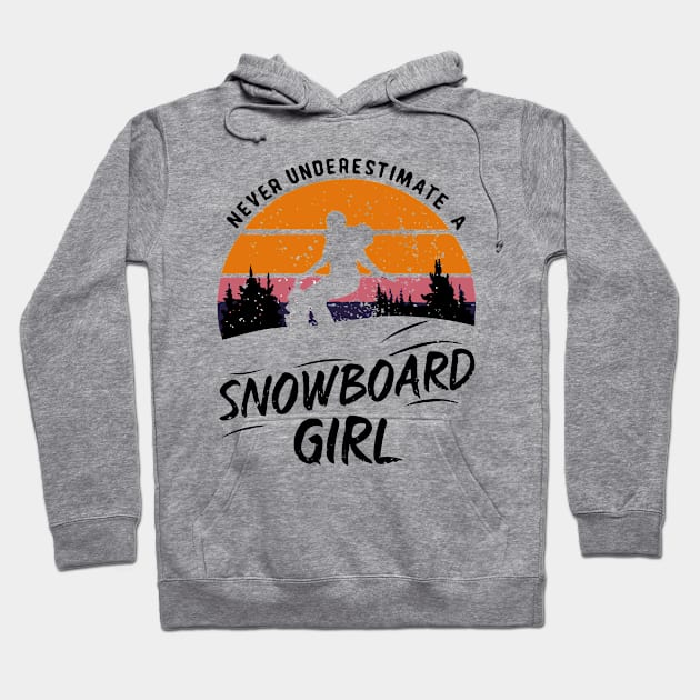 Never Underestimate A Snowboard Girl, Funny Girl Hoodie by Chrislkf